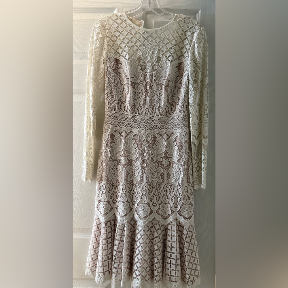 Tadashi Shoji Lace Dress in Cream and White - wedding